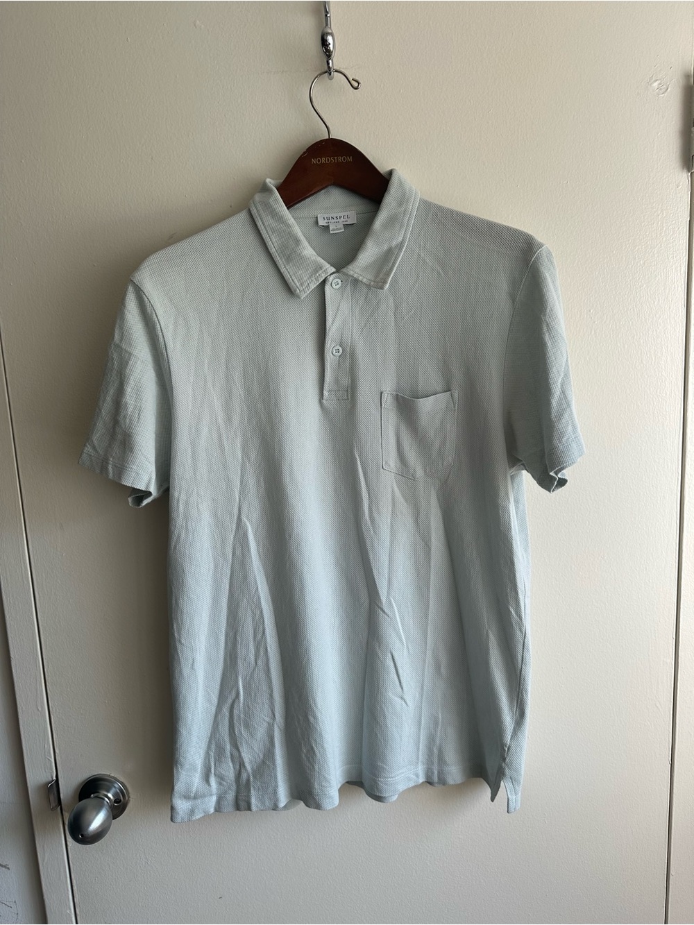 Sunspel Riviera Mint Short Sleeve Polo with Chest Pocket USL